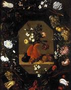 Juan de  Espinosa Still-Life with Flowers with a Garland of Fruit oil painting